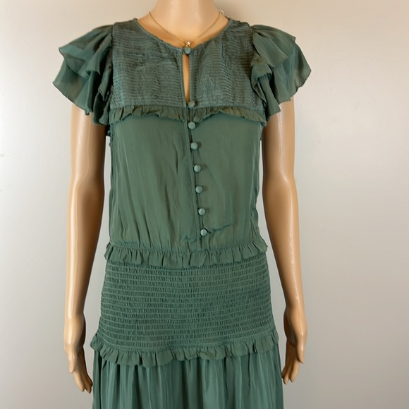 Sea New York Cecile Smocked Midi Dress Jade Green - Picture 5 of 8